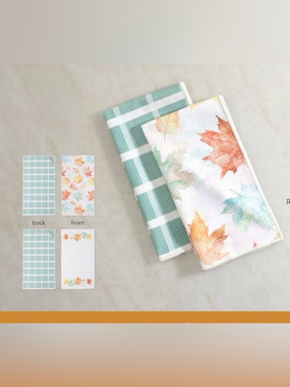Norwex Autumn Leaf & Teal Check Kitchen Towels - Pack of 2
